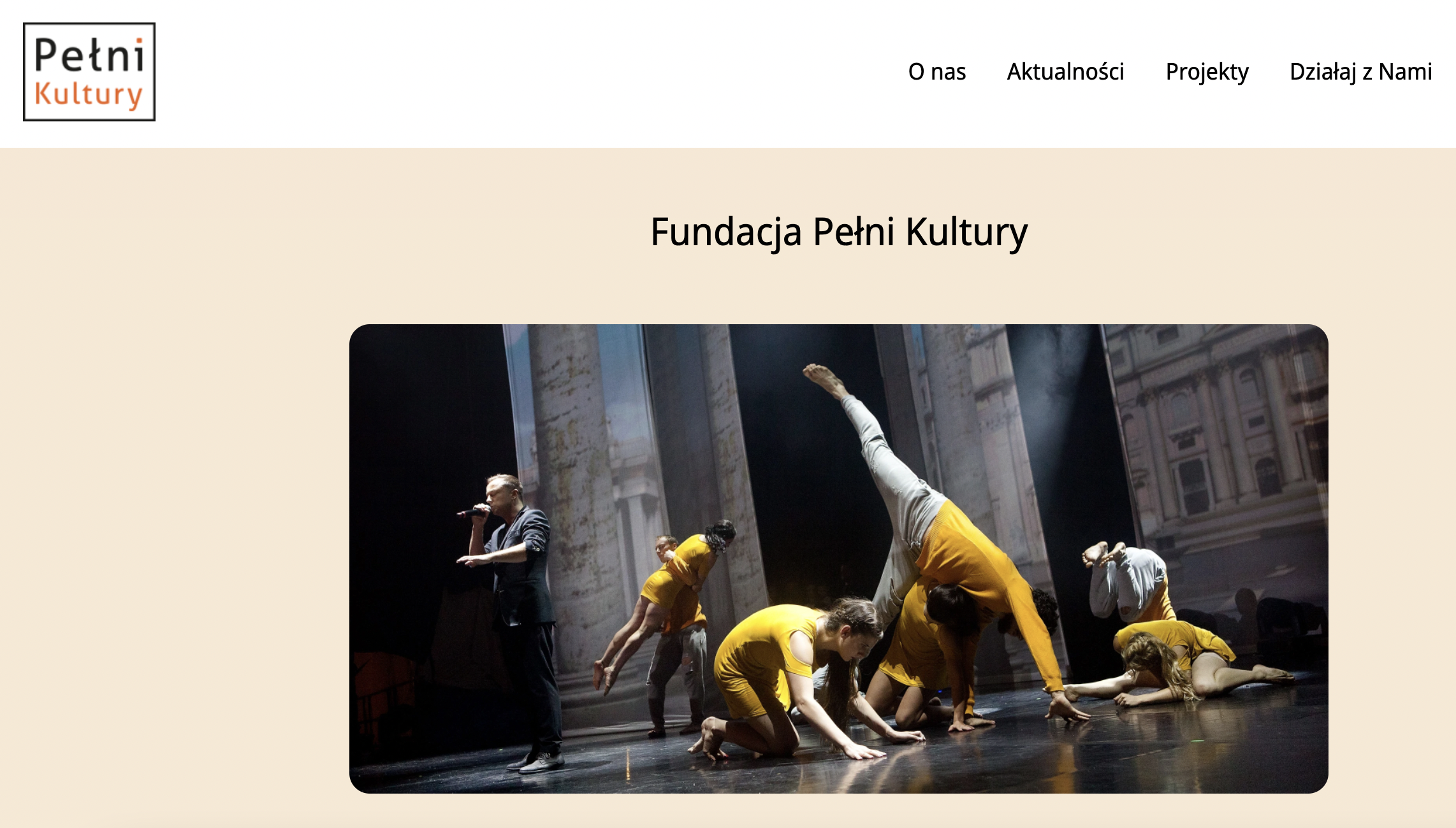 Zrzut ekranu strona główna fundacji "Pełni Kultury"